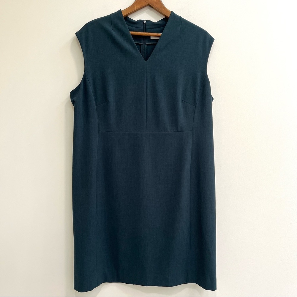 MM LaFleur V-Neck Aditi 2.0 Sheath Dress Recycled WonderTex Green Stretch +2